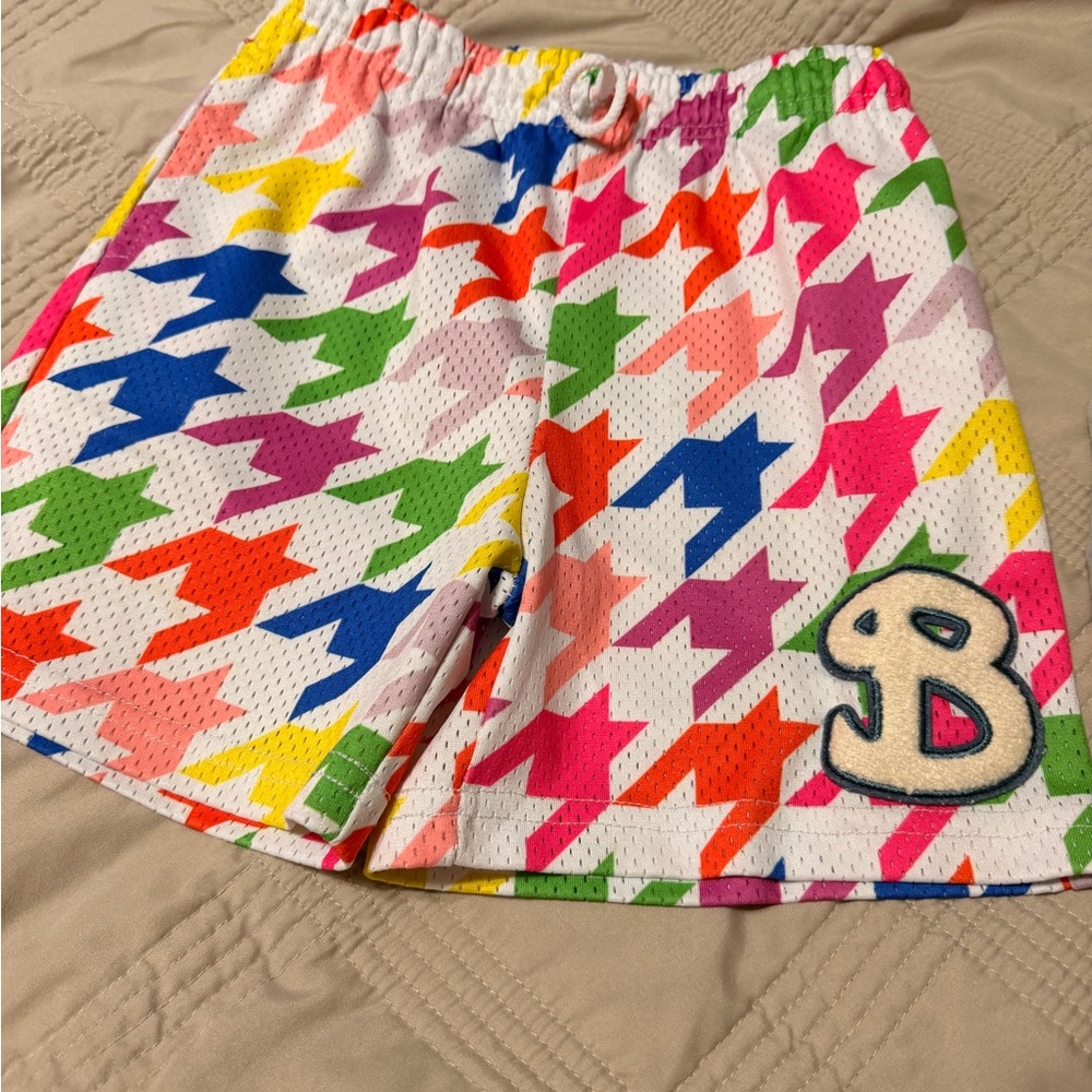 BKTSQD Vibrant Houndstooth Kids Shorts YL